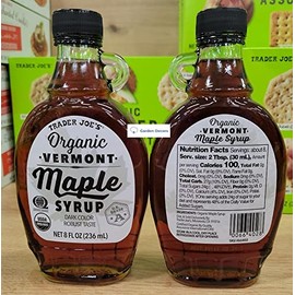 Trader Joe's2 Organic Grade A Vermont Maple Syrup Dark Color Robust Taste 8fl oz 236ml (Two Bottles)