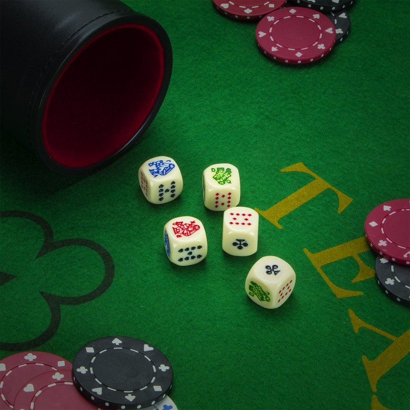 Brybelly Set of 5 Poker Dice with Professional Leather Dice