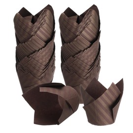 sourcing map 150 Pcs Tulip Baking Cups Cupcake Muffins Liners Paper Greaseproof Wrappers for Wedding Birthday Party Festivals Christmas, (Gold/Coffee)