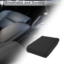 X AUTOHAUX Car Center Console Cover Car Armrest Cover 12.6"x8.66"x2.36" Black Nappa Leather Memory Foam
