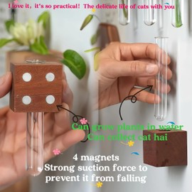 Mini Vase Magnets for Fridge,2PCS 3D Magnetic Wooden Wall Vase Holders with Test Tube, Magnetic Attachment Hard no Falling, Modern Home，for Kitchen, Refrigerator, Bedroom, Storage, Office Decorations