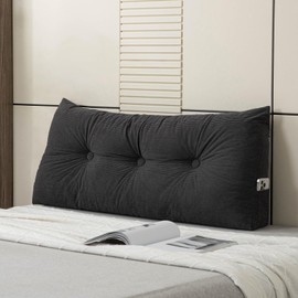 MQK Headboard Pillow Bed Wedge Pillow for Headboard with Side Pockets Dorm Headboard Twin XL Long Back Pillow for Bed Bolster Pillow for Mattress Gap Filler