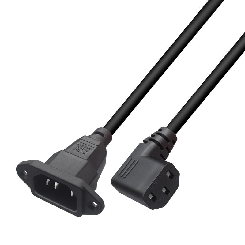Strhowill IEC320 C13 to C14 Power Cable, 0.6m/1.96ft, 90-Degree