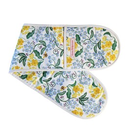Emma Bridgewater Spring Oven Glove - Forget Me Knots Primroses and Bees - Polyester, 100% - Yellow - Oblong - 200 x 200 MM - Pot Holder