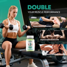 HMB and Leucine Amino Acid Gummies: HMB Supplements for Men Women with L-Glutamine for Muscle Growth Fast Workout Recovery, Sugar Free Vegan Non-GMO Green Apple Flavored 30 Day Supply