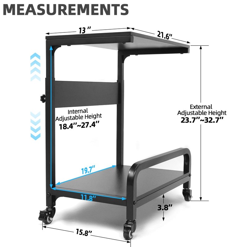 Adjustable Computer Tower Stand Large with Guardrail, 2 Tier Gaming
