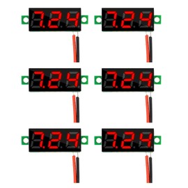 HUAZIZ Pack of 6 0.28 Inch Mini Digital Voltmeter, LED Display Voltmeter, Measuring Range DC 2.4-30 V, Two Wire Voltage Tester, Reverse Polarity Protection and Accurate Pressure Measurement (Red)