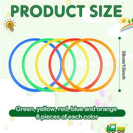 Deekin 40 Pcs Agility Rings Speed and Agility Training Rings Exercise Speed Circle Jumping Hoops for Training Toss Equipment, 15"(Multicolored)