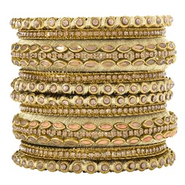 Aheli Silk Thread Faux Stone Studded Bangle Set Chuda Ethnic Indian Wedding Wear Fashion Jewelry Gift for Women