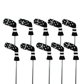 Scott Edward 10Pcs Golf Iron Headcover Set Washable & Durable Adorable Socks Shape Golf Club Irons Head Protector,Numbers from 3-9,ASP (Snowflake CA)