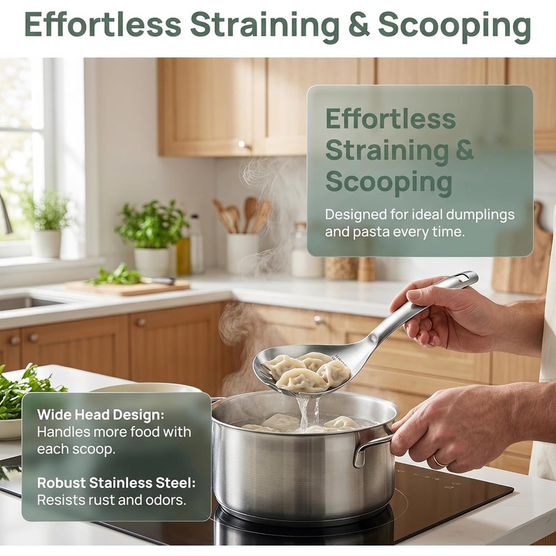 5-in-1 Stainless Steel Cooking Spoon, Multifunction Cooking Spoon,304 Stainless Steel