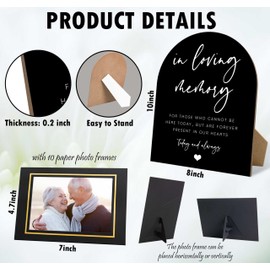 In Loving Memory Wedding Signs, Bridal Sympathy Gifts, Memorial Bereavement Gifts for Loss of Loved One, Wedding Signs for Ceremony and Reception with 10 Pcs Paper Photo Frames, 01