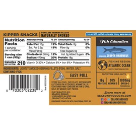 Season Kipper Snacks | Boneless Herring Fillets, Gluten Free, Keto, Omega-3 Fatty Acids, Paleo, Naturally Smoked, Sugar Free, Salt Added | Wild Caught & Sustainable Fresh Fish | 3.25 oz (Pack of 12)