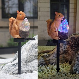 MeiBoAll Squirrel Solar Garden Stake,Waterproof Squirrel Garden Decor,Colorful LED Squirrel Decorative Lights for Yard Patio Garden Lawn Porch Decoration