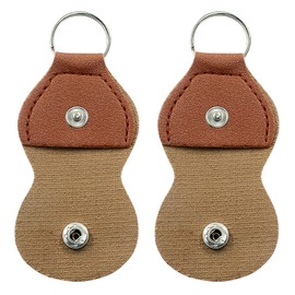 Bonsicoky 2 Pcs Guitar Picks Holder Case - Leather Guitar Picks Keychain Holder Cases Bag for Guitar Players - Brown