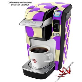WraptorSkinz Decal Style Vinyl Skin compatible for Keurig K10 / K15 Mini Plus Coffee Makers Kearas Polka Dots Purple On Cream (COFFEE MAKER NOT INCLUDED)