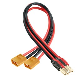 Laisomeke XT90 Connector Adapter Plug, XT90 Male Plug to 4mm Banana Male Connector with 12AWG 30CM(11.8 inch) Cable for Lipo Battery Charge (2 Pack XT90)