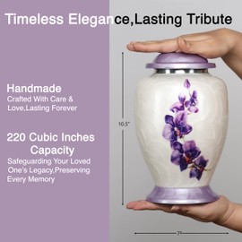 White Large Urn for Ashes Adult Male - Cremation Urns for Human Ash Adult Man - Cremation Urns - Funeral/Burial Urns - Decorative and Keepsake ERN, Heart Earns, 220 Cubic Inches Volume