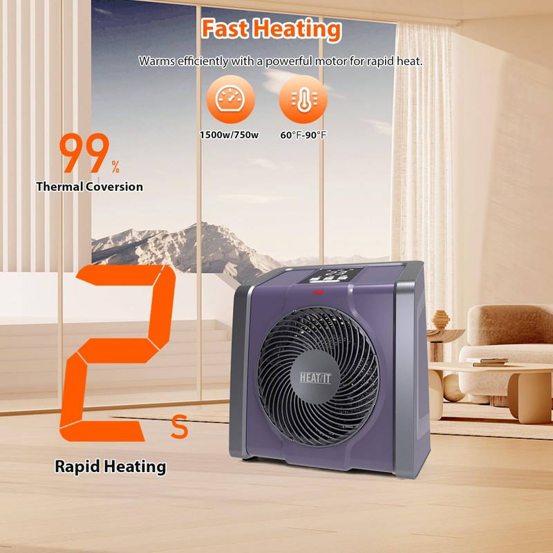 HEATIT Space Heater with Remote for Indoor, Digital Display with