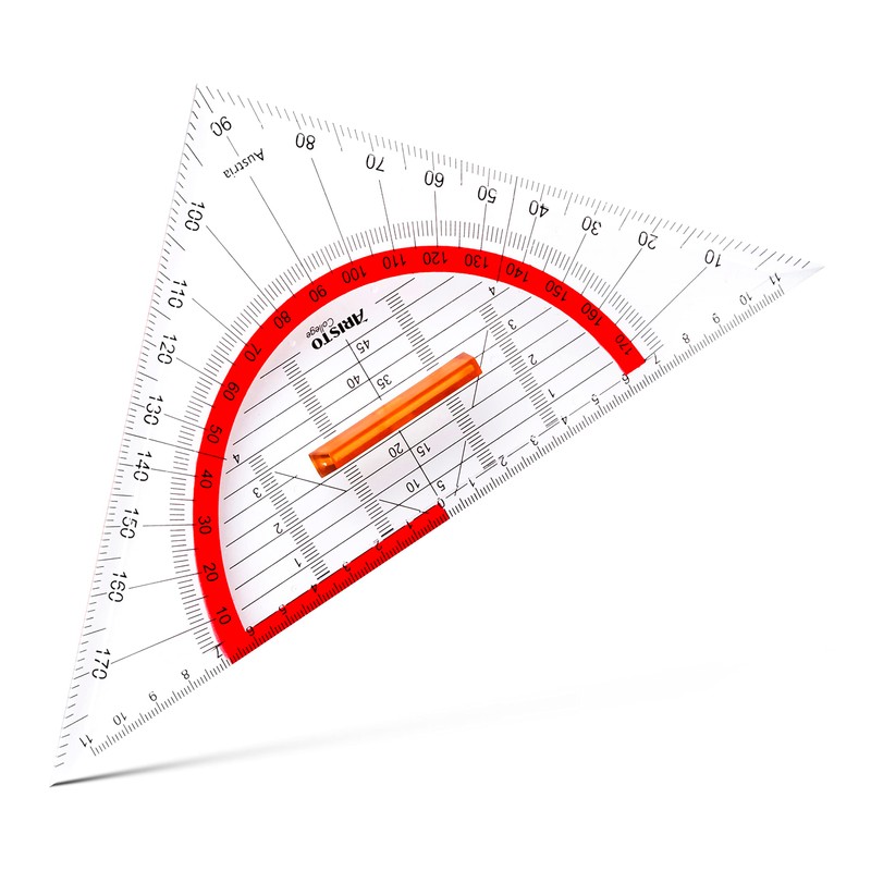 Aristo AR23008 College Geometry Triangle with Removable Handle (Hypotenuse 25