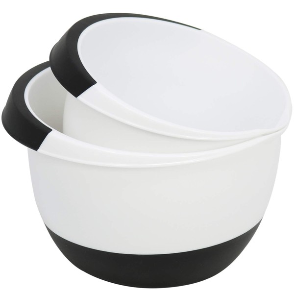 com-four® Mixing Bowls, Fabulous Salad and Baking Bowls with Non-Slip Base, Pouring Spout, Non-Slip Handle and Splash Guard Lid with Stirring Opening