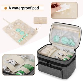 BAFASO Wearable Breast Pump Bag with a Waterproof Pump Parts Pad (Compatible with Willow and Elvie Breast Pump), Carrying Case for Wearable Breast Pump and Extra Parts, Grey