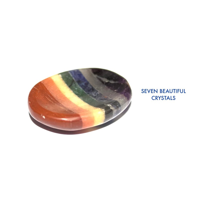 SEVEN CHAKRA Crystal Thumb Palm Worry Stone Oval Anxiety Relief