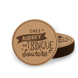 Untersetzer aus Kork, personalisierbar, 6 Stück, originelle Geschenkidee