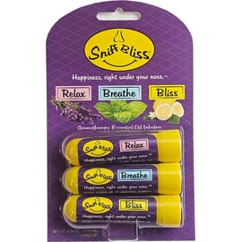 Sniff Bliss Nasal Aromatherapy Inhaler Variety Pack | Relax, Breathe & Bliss | Convenient USA-Made Nasal Sticks with Essential Oils & Menthol | 3 Pack (1710 mg)