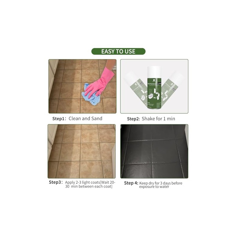 Black Spray Tub and tile Paint 450ml*2 Pack,Bathroom Wallpaper,Bathtub and