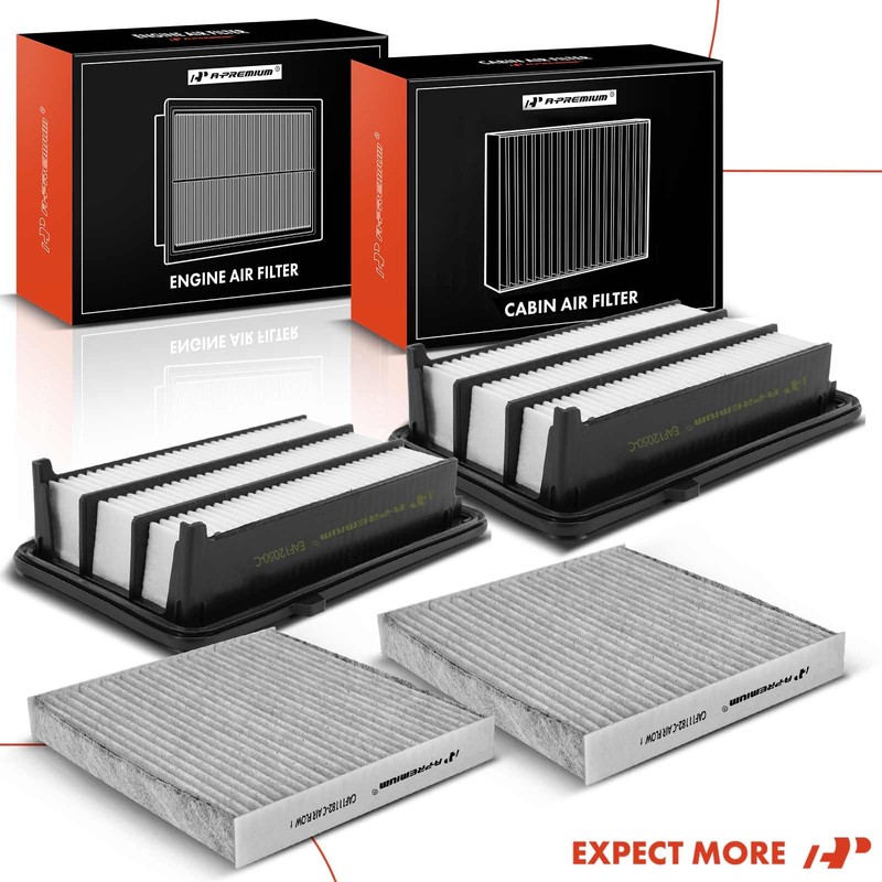 A-Premium 4-PC Engine & Cabin Air Filter with Activated Carbon