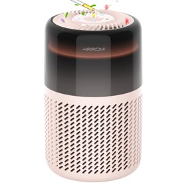AIRROMI Air Purifier for Bedroom Home,HEPA Filter,Covers Upto 549 Ft²,Quiet 360°intake Air Cleaner with Fragrance ponge for Better Sleep,Night Light,Filters Smoke,Pet Dander,Allergies,Dust,A2005 Beige