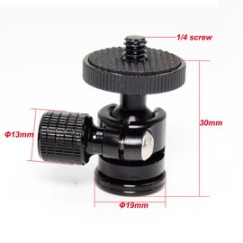 koolehaoda Mini Head Micro Ball Head with 1/4" Screw, Small, Compact Head Head Made of Aluminum, Load Capacity 6.6 lbs (3 kg), Bottom 3/8" Screw Light Stand, Tripod, Monopod