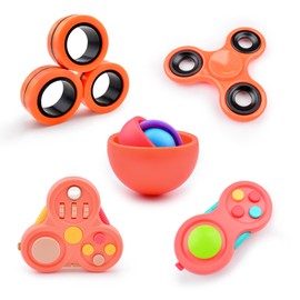 Yrissmiss Fidget Toys Adults Pack 5Pcs,Fidget Spinner with Magnetic Rings Gyro,Fidget Controller Autism Sensory Toys,ADHD Stress Anxiety Desk Fidgets,Easter Basket Stuffers for Kids Teen Boys(OR)