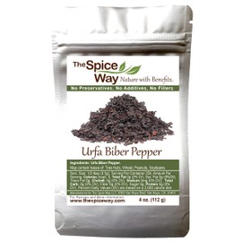 The Spice Way Urfa Biber - ( 4 oz ) a unique black chili pepper flakes (Isot)