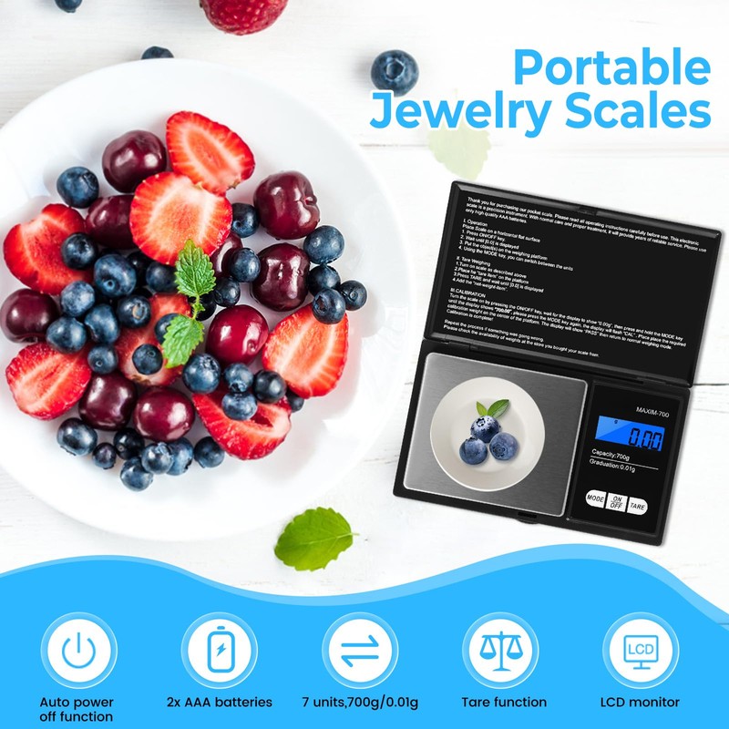 Oderra 700g/0,01g Bilancia Precisione Tascabile LCD