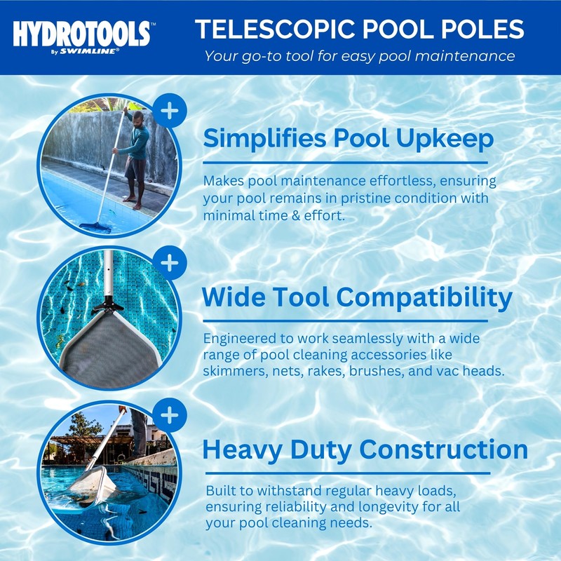 SWIMLINE HYDROTOOLS 8350A 3-Piece Telescopic Pole 4 To 12 Feet