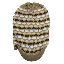 Rasta World Long Knit Dreadlocks 100% Cotton Beanie/Visor (Khaki/Multi/Brim)