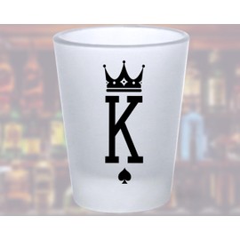 King and Queen Shot Glasses, Frosted 2 Piece Shot Glass Set, Unique Couples Novelty Gift, Themed for Couple Gifts, King Queen Glassware, 1.5 oz Capacity