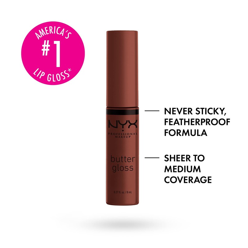 NYX PROFESSIONAL MAKEUP Butter Gloss Brown Sugar, Non-Sticky Lip Gloss