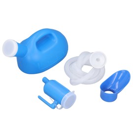 Male Urine Bottle 2000ml Ergonomic Large Opening Strong Plastic Large Pee Bottle with Long Hose for Home Travel Hospital Blue