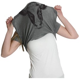 Womens Ask Me About My Cow Funny Farm Animal Dairy Flip Up T Shirt Funny T Shirts Animal Tops for Women Cool Flip Top Women's Novelty Tees Dark Grey M