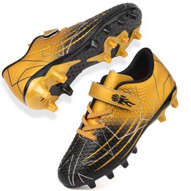 Mufanton Football Boots Boys Low Top Spikes Professional Football Shoes Kids Athletics Training Shoes Girls Football Shoes Sports Shoes, black gold