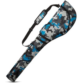 PYKES PEAK Golf Club Case, 10 Pieces, Foldable, Compact, For Practice, 47 Inches, 3 Pockets, GCC-101 [Camouflage Blue]