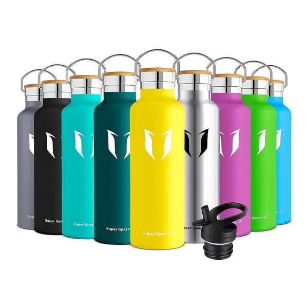Super Sparrow Stainless Steel Water Bottle - 350ml - Vacuum Insulated Metal Water Bottle - Standard Mouth Flask - BPA Free - Straw Water Bottle for Gym, Travel, Sports