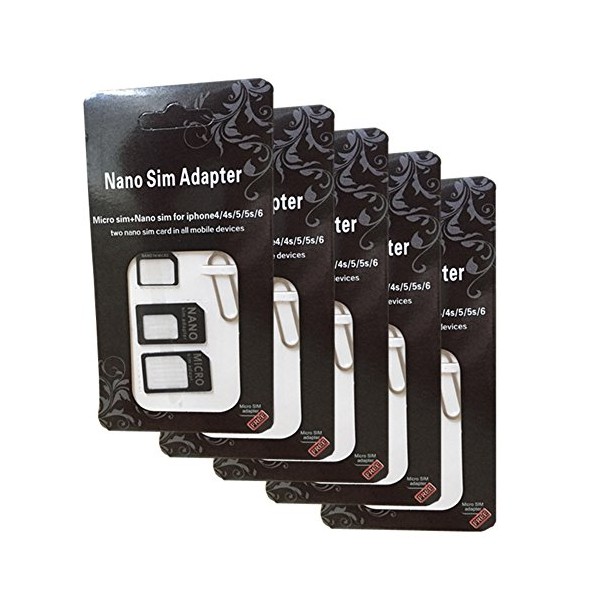 DZYDZR 5-Pack 4 in 1 Sim Card Adapter Kit -