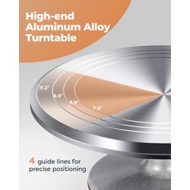 Kootek Aluminium Cake Turntable Set, Baking Tools with Revolving 12" Cake Stand for Decorating, 12.7" Offset Spatula, 3 Stainless Steel Frosting Icing Smoother, Cake Serve Cake Decorating Kit Supplies