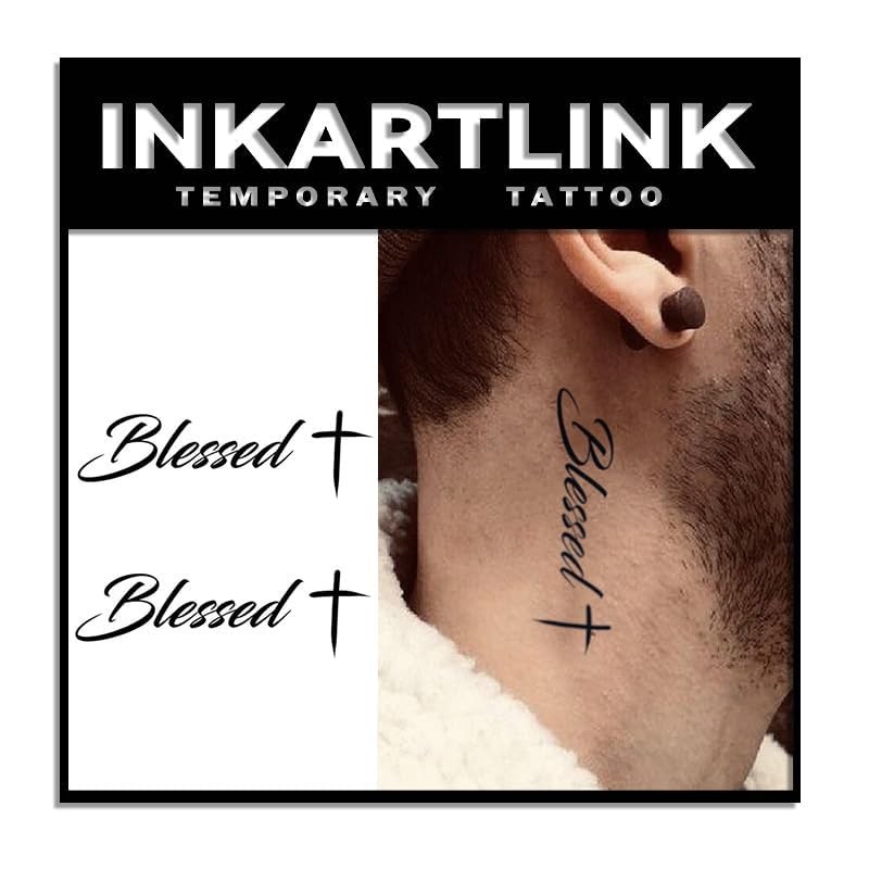 3 Sheets Blessed Temporary Tattoos, Natural Matte Look