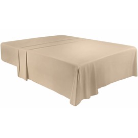 Utopia Bedding - Single Flat Sheet - Easy Care Soft Brushed Polyester - Microfiber Fabric - Wrinkle, Shrinkage and Fade Resistant - Beige