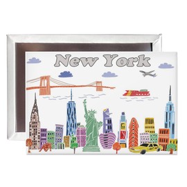 City Themed Artwork Magnet Collection by Beary Blu - Designed in The USA, Collectible Souvenirs Gifts 2.5" x 3.5" (New York)